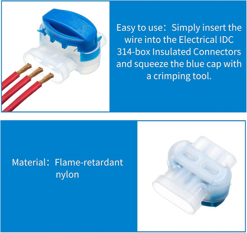 3 Way Wire Connectors Locks Wire Connectors Electrical IDC 314-box Wire Connectors Self-Stripping Pigtail Connectors for 22-14 AWG Cables Robotic ...