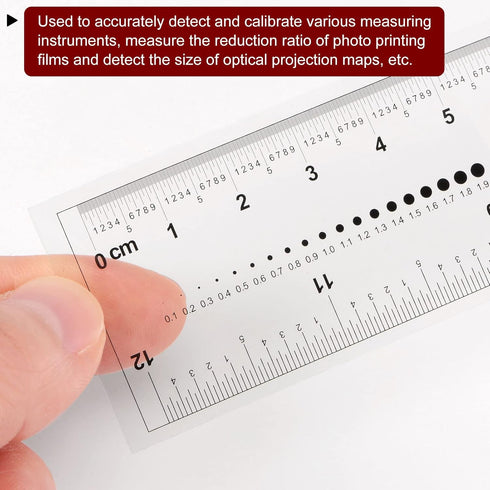 2pcs Film Flexible Ruler 12 Inch 0.1mm Scale PET Plastic Folding Straight Ruler Calibration Soft Ruler Measuring Tool for Factory, Transparent...