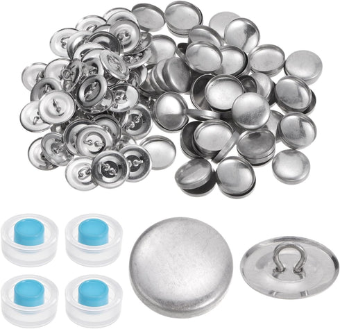 HARFINGTON 200 Sets Self Cover Button Kit 30L 0.75" 19mm with Wire Backs Aluminum Buttons to Cover Fabric Button Maker Covered Buttons Kit with 4 ...