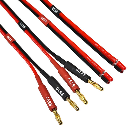 CESS-225-3f Banana Plug Adapter Connector to Bare Wire Open End Audio Cable DIY for Speakers & Amplifier, 2-Channel, 14 Gauge (3 Feet)...