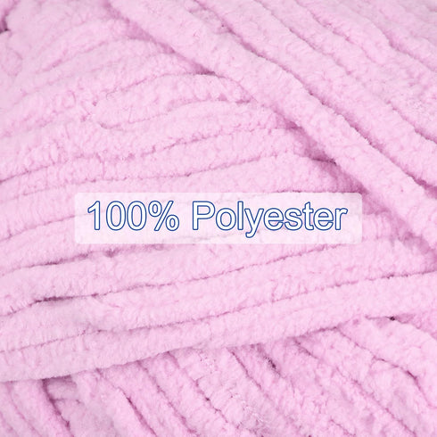 2Skeins Chenille Yarn Blanket Yarn 2x100g/7.1oz #6 Super Bulky Polyester Soft Knitting for Crochet Weaving Bag Scarf Hat, Light Purple......