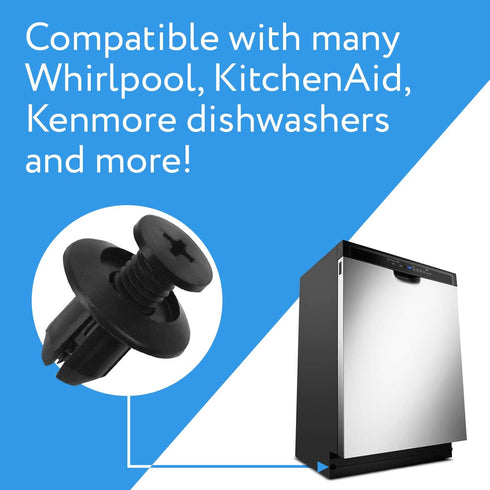 2-Pack Dishwasher Kick Plate Trim Retainer - Whirlpool Compatible - Compare to WPW10503548 Compatible clip for with Kenmore, Kitchenaid, Whirlpool Fastener - 2 Clips
