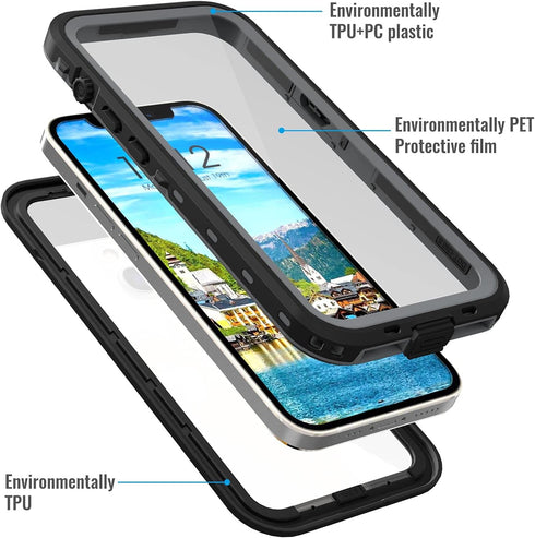 Waterproof iPhone 13 Case - Full Protection iPhone 13 Waterproof Phone case 6.1 Inch Shockproof Dustproof with Built in Screen Protector and Lanya...