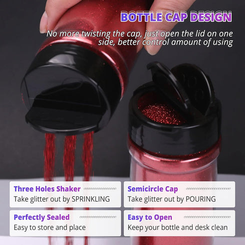 HTVRONT Red Glitter Fine Glitter - 200g/7oz Extra Fine Glitter for Crafts, Portable Ultra Fine Glitter for Resin & Nails & Tumblers & Ornaments & ...