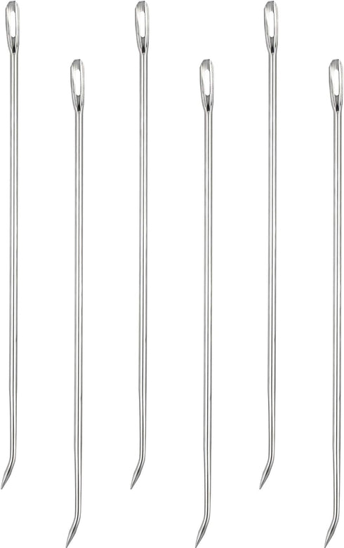 WILLBOND 6-Piece Stainless Steel Curved Poultry Trussing Needles for Securing Stuffed Turkey, Chicken, Roasts and Rolled Meats...