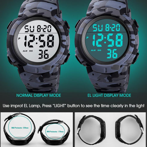 Mens Digital Sports Watch LED Screen Large Face Military Watches for Men Waterproof Casual Luminous Stopwatch Alarm Simple Army Watch...