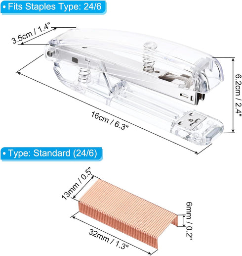 PATIKIL Acrylic Stapler Set, Portable Stylish Manual Effortless Desktop Stapler with 2000 Pcs 24/6 Staples for Classroom Home Office Desk, Silver...