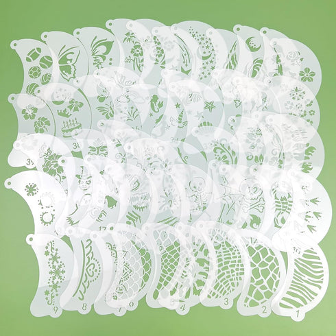 50 Pcs Face Paint Stencils, Body Facial Painting Stencils, Floral Stars Animal Skins Patterns Tattoo Painting Templates for Makeup Holiday Hallowe...