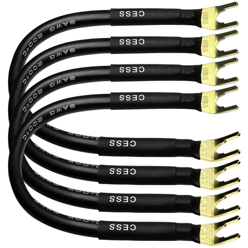 CESS-028L HiFi Premium Speaker Cable Jumpers 8 Inches - Fork Spade Plug to Spade Plug Speaker Jumper Cables - 4 Pack (Large Fork)...