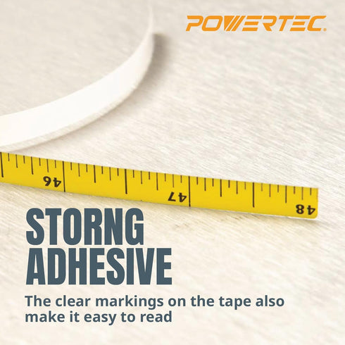 POWERTEC 4' Measuring Tape with Adhesive Backing, Left to Right Imperial, Peel & Stick Metal Tape for T Track, Workbench, Table Saw, Band Saw, Mit...