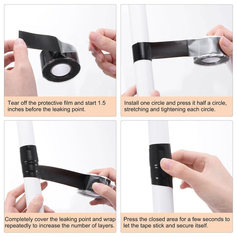 Self Fusing Silicone Tape 1" x 10ft x 0.02" Waterproof Sealing Plumbing Rubber Tape for Water Pipe Hose Leak Silicone Grip Repair Seal, Black...