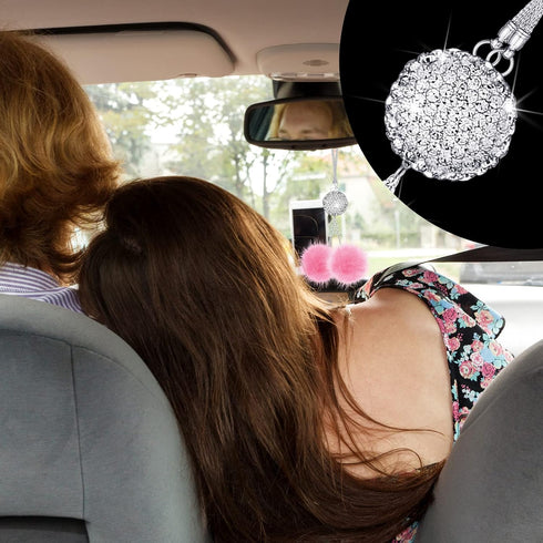 Frienda 6 Pieces Fluffy Car Accessories Set Fluffy Steering Wheel Cover Soft Fuzz Handbrake Cover Gear Shift Cover Bling Car Mirror Fuzz Car Decor...