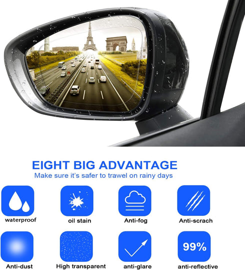4 Pieces Car Rearview Mirror Film Rainproof Waterproof Mirror Film Anti Fog Clear Nano Coating Car Film for Car Rear View Mirrors Side Windows...