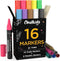 Chalkola Liquid Chalk Markers for Blackboard & Glass (Pack of 16, 6mm Reversible Tip) Washable Chalk Pens for Window, Bistro, Mirror, Car, Wall Ca...
