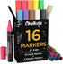 Chalkola Liquid Chalk Markers for Blackboard & Glass (Pack of 16, 6mm Reversible Tip) Washable Chalk Pens for Window, Bistro, Mirror, Car, Wall Ca...
