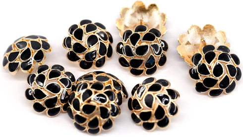 20 pcs Black Enamel Drops Hydrangea Metal Sewing Coat Buttons -25mm -1"...
