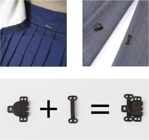 Steel Hook and Eye Metal Hooks and Eyes Closure for Trousers and Skirt Hook and Eye Closures Sew on Hook and Eye Metal Pants Hook and Eye Black Ni...