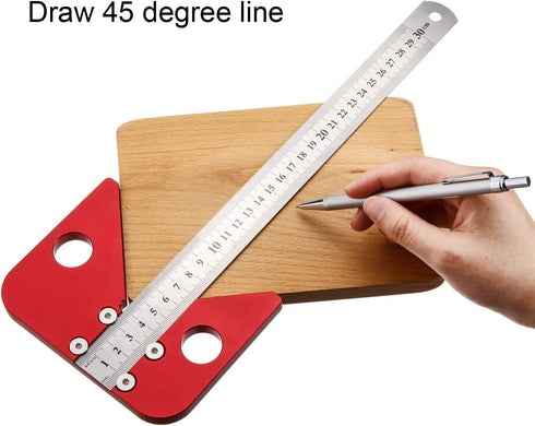 Aluminum Alloy Square Center Scribe Center Finder Line Gauge Carpenter Ruler Woodworking Center Measuring Tool with Detachable Ruler...