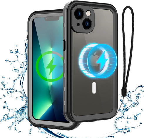 iPhone 13 Magnetic Case - Waterproof Shockproof Compatible with Magsafe Mag Safe Magnet iPhone 13 Waterproof Case Support Wireless Charging with B...