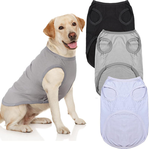 Dog Shirts Blank Clothes 3 Pieces Dog T-Shirts Apparel Shirts Soft and Dry Breathable Large Dogs Cats Pet Sleeveless Vest T-Shirt Apparel Clothing...