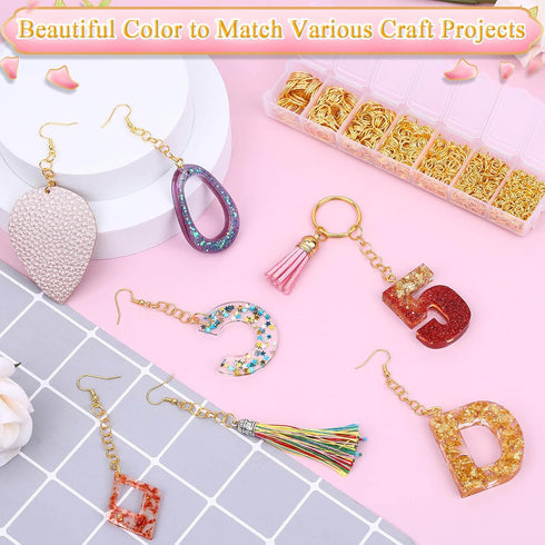 Gold Jump Rings for Jewelry Making, Paxcoo 1500Pcs Jewelry Necklace Repair Kit with Jewelry Making Supplies and Jewelry Pliers for Bangle Charms, ...