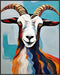 Posterizer 1 pcs- blue oil painting style background and a cute goat-Art for Animal Lovers-Abstract & Modern Art- Decor for Home & Office- unframe...