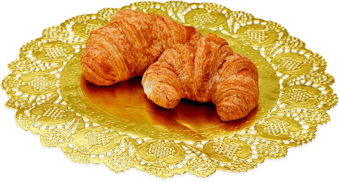 Juvale Round Gold Lace Paper Charger Plates - 12-Inch Gold 60 Pack - Paper Doilies for Cakes & Desserts - Disposable Table Placemats for Party Dec...