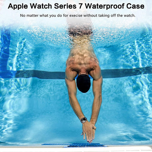YMHML Waterproof Case Compatible for Apple Watch Series 8 Series 7 45mm with Tempered Glass Screen Protector, Hard PC Full Coverage Touch Sensitiv...
