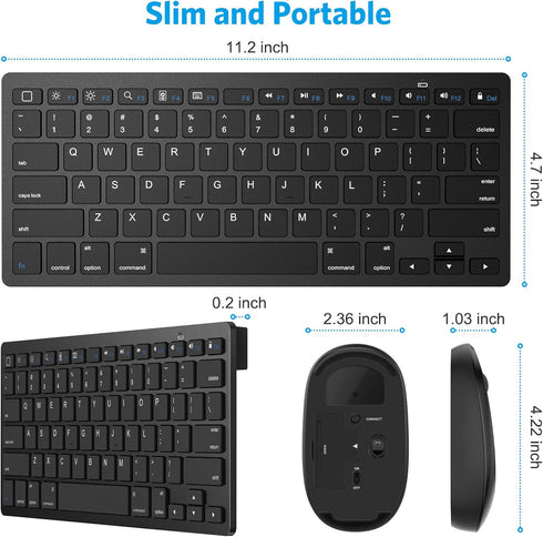 OMOTON Bluetooth Keyboard and Mouse Combo, Wireless Keyboard Mouse for iPad Pro 13,11(2024)/12.9, iPad 10th/9th/8th/7th Gen, iPad Air 6/5/4, and B...
