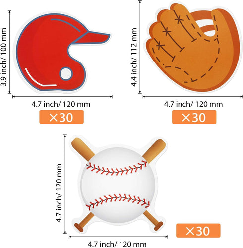 90 Pieces Baseball Paper Cut-outs Baseball Theme Cutouts for Baseball Themed Party Decoration, 3 Styles and 4.7 Inch Long...