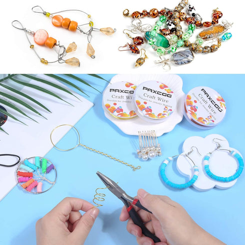 Paxcoo 3 Pack Jewelry Wire Craft Wire 18 Gauge Tarnish Resistant Jewelry Beading Wire for Jewelry Making Supplies and Crafting (Silver, Gold and C...