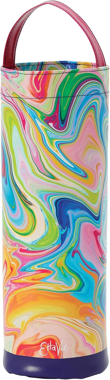 Enesco Izzy and Oliver EttaVee In the Groove Marbled Insulated Wine Carrier Bag, 14 Inch, Multicolor...
