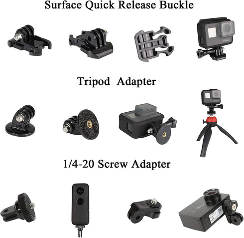Universal Action Camera Accessory Kit for GoPro Hero 12 11 10 9 8 7 6 5 Blcak Go pro Max Insta360 X4/X3/One R DJI OSMO Action 2 3 4 AKASO APEMAN S...
