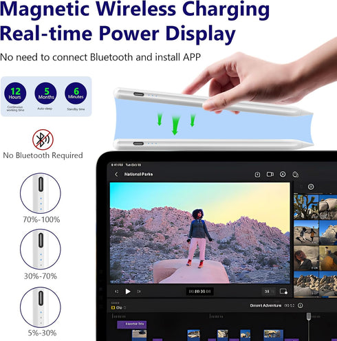 iPad Pencil, Apple Pencil Stylus Pen for iPad10/9/8/7/6, iPad Air 5/4/3, iPad Pro(11/12.9), iPad Mini 6/5, 15Mins Fast Charge Palm Rejection & Til...