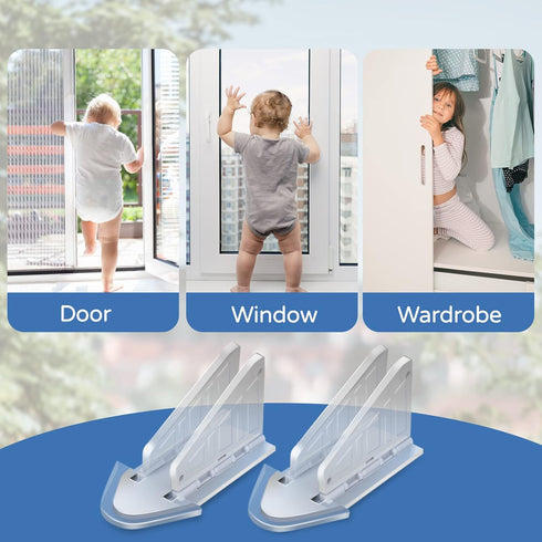 Sliding Door Lock for Kids Safety: 4 Pack Window Locks Child Proof Slide Glass Door Locks, Baby Proofing Closet Cabinet Patio Security Bar, No Dri...