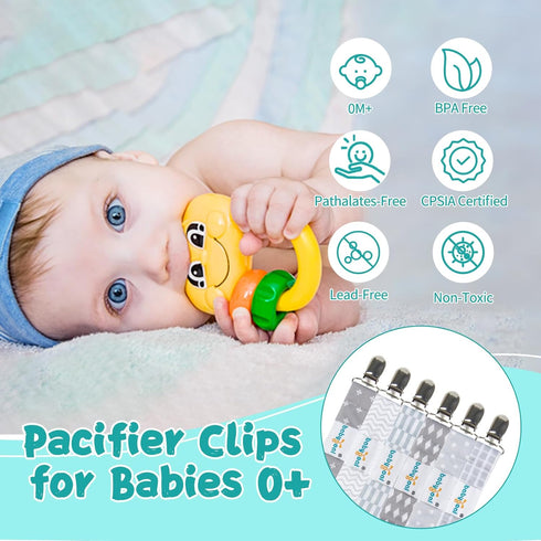 Babygoal Pacifier Clips, 6 Pack Pacifier Holder for Boys and Girls Fits for Most Pacifier Styles & Baby Toys and Baby Gift 6MP09...