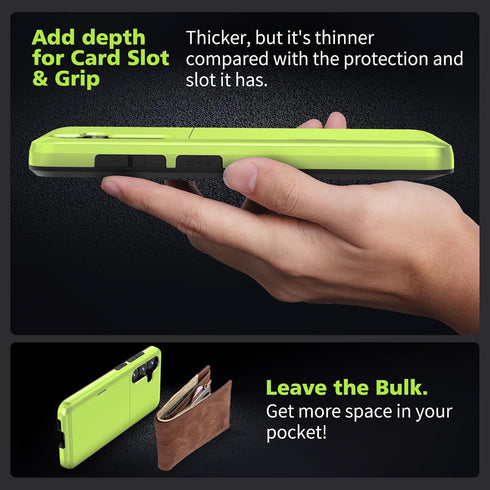 Jiunai for Samsung S24 Case with Card Holder 2024, Dual Layer Protective Shockproof Pocket Credit Card License Rugged Sturdy Shell TPU Edge Slide ...