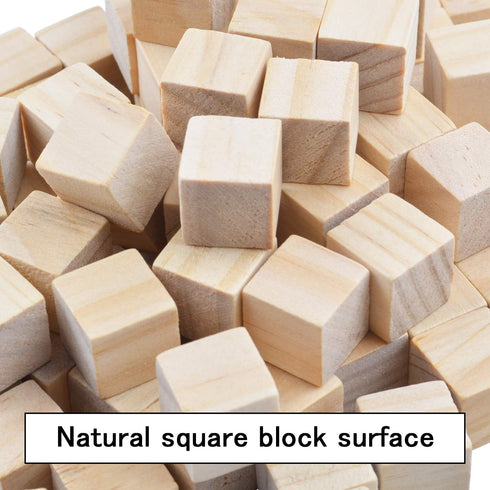 Wood Cubes,100pcs Square Blocks Unfinished Cubic Wooden for Math Counting Craft Childlike Game - 1.5CM...