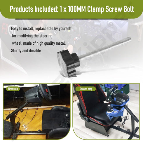 100MM Clamp Screw Bolt for Thrustmaster Fixation Steering Wheel, Fits Model T80 T100 T150 T300 T500 TMX TS-PC...