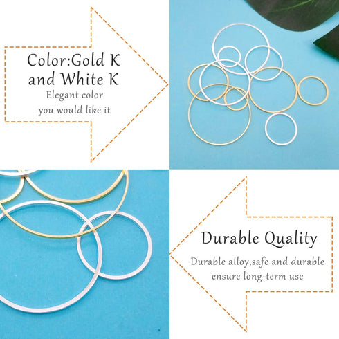 100Pcs Round Earring Beading Hoop Rings,5Sizes Earring Finding Open Bezels Linking Rings Beading Hoop Earrings Pendant for DIY Craft Jewelry Makin...