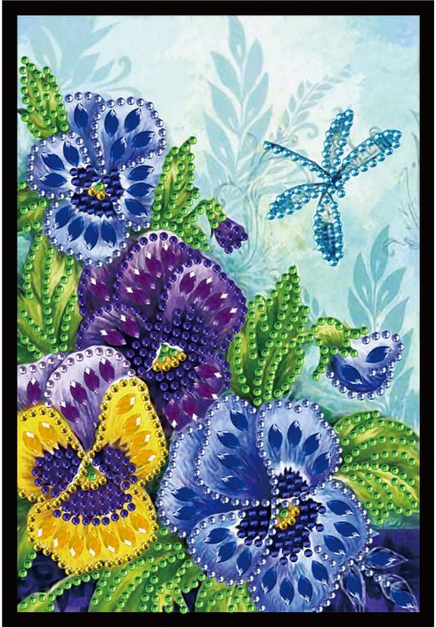 5D Notebook with Diamond Art Painting Art DIY Blue Flower and Dragonfly Cover Crystal Cross Stitch Special Shaped Diamond Kits Writing Sketchbook ...