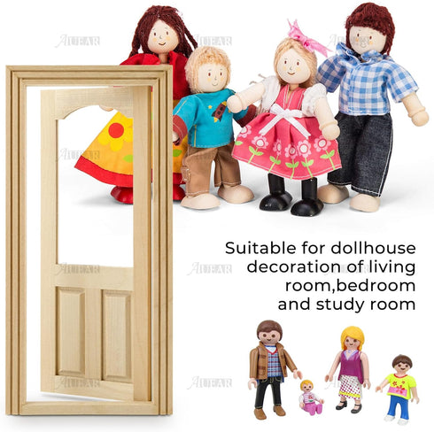 AUEAR, 1:12 Dollhouse Miniature Furniture Unpaint Wooden Doors for DIY Scene Doll Home Furniture Craft (2 Panel Style A)...