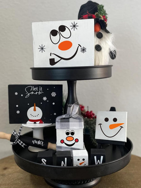 Snowman Faces Stencil,5” Christmas Stencils Reusable Holiday Drawing Stencils for Painting on Wood Block Wall Paper Fabric...