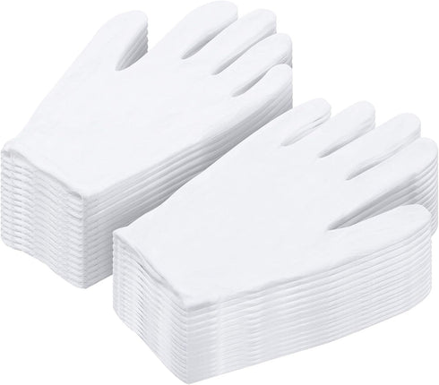 Cotton Gloves for Dry Hands, Paxcoo 20 Pairs Large White Cotton Gloves for Cosmetic Moisturizing and Inspection...