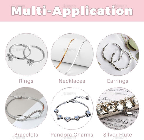 AUEAR, 100 Pack Jewelry Cleaning Cloths, Polishing Cleaner Cloth for Sterling Silver Gold Platinum Small Diamond Polish Cloth Pink & Blue 8x8cm...