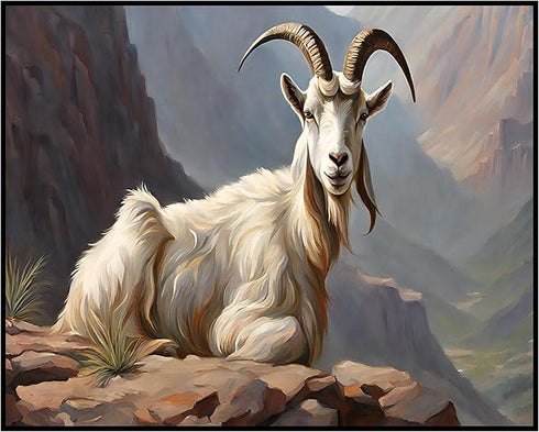 Posterizer 1 pcs- Beautiful mountain goat oil painting style-Art for Animal Lovers-Landscape & Nature Art- Gift for Men Women Teens-Decor for Hom...