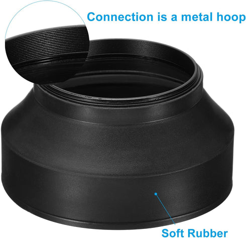 PATIKIL 72mm Camera Lens Hood, 2Pcs Rubber Collapsible Lens Protector Anti-Reflection Blocks Excess Sunlight Enhance Camera Photography for Nikon,...
