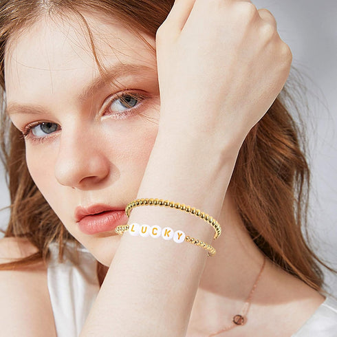 1200Pcs 4mm Smooth Round Beads Gold Spacer Loose Ball Beads for Bracelet Jewelry Making Craft...