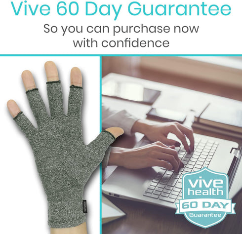 Vive Arthritis Gloves (2 Pairs) - Men Women Rheumatoid Compression Hand Glove for Osteoarthritis - Arthritic Joint Pain Relief - Carpal Tunnel Wri...