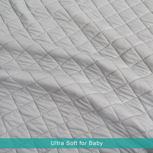 Toddler Blanket for Daycare, Baby Crib Nap Blankets Comforter, Quilted Kids Cot Bed Blanket 30"x40", Soft Throw Blanket for Kids, Lightweight Grey...